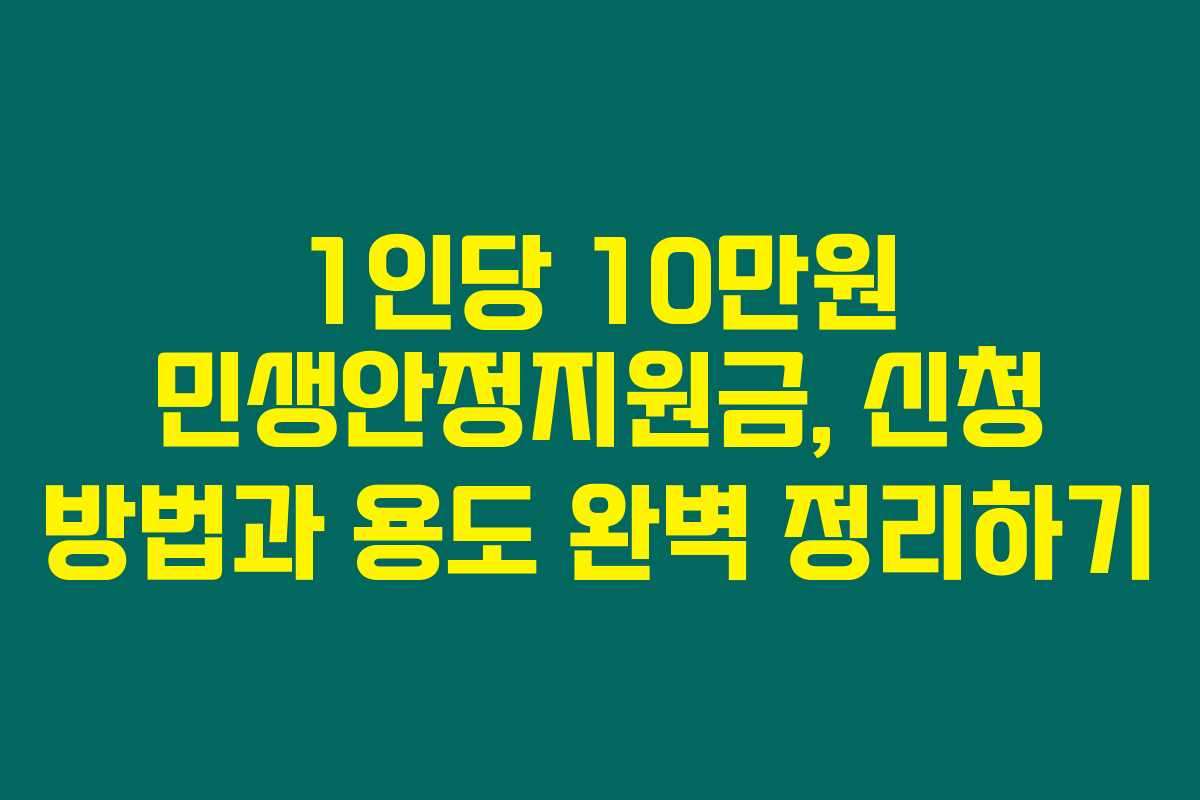 1인당 10만원 민생안정지원금, 신청 방법과 용도 완벽 정리하기