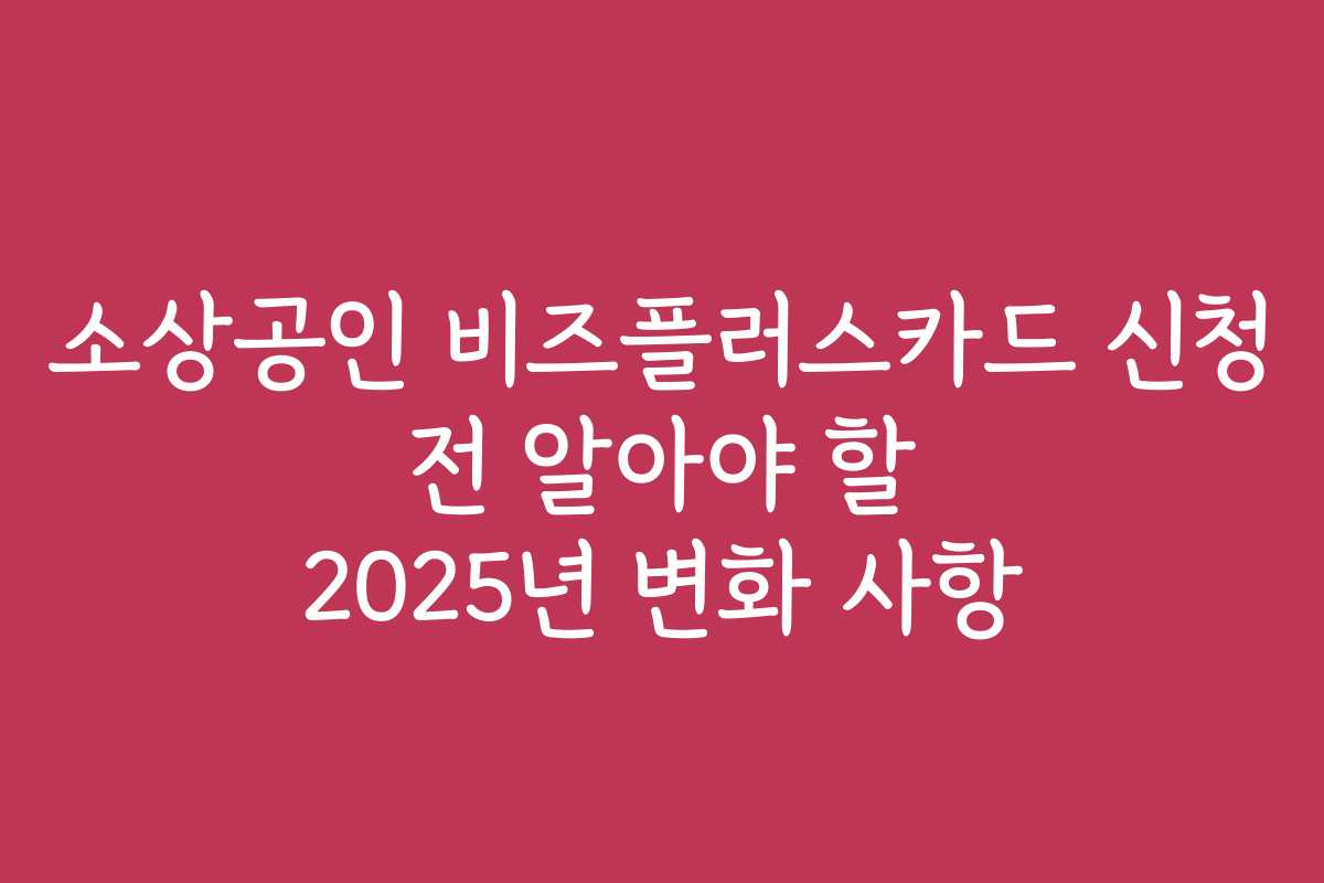 소상공인 비즈플러스카드 신청 전 알아야 할 2025년 변화 사항