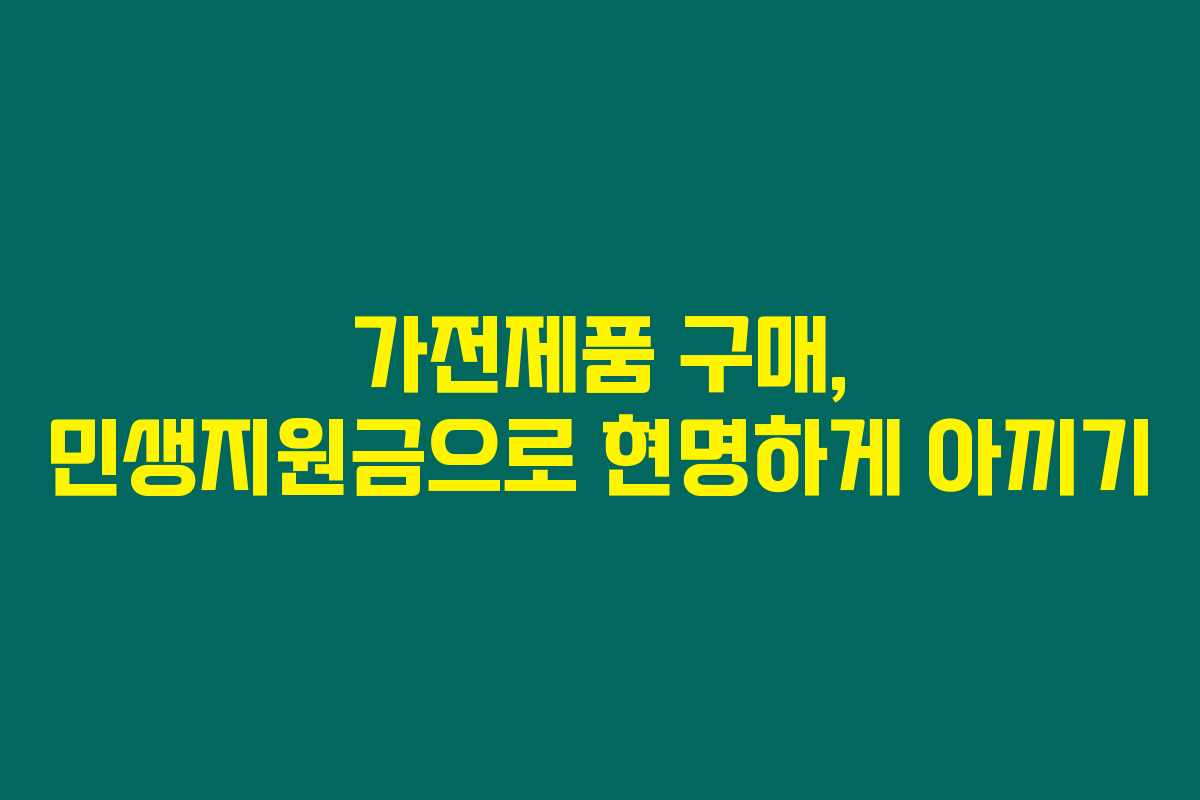 가전제품 구매, 민생지원금으로 현명하게 아끼기