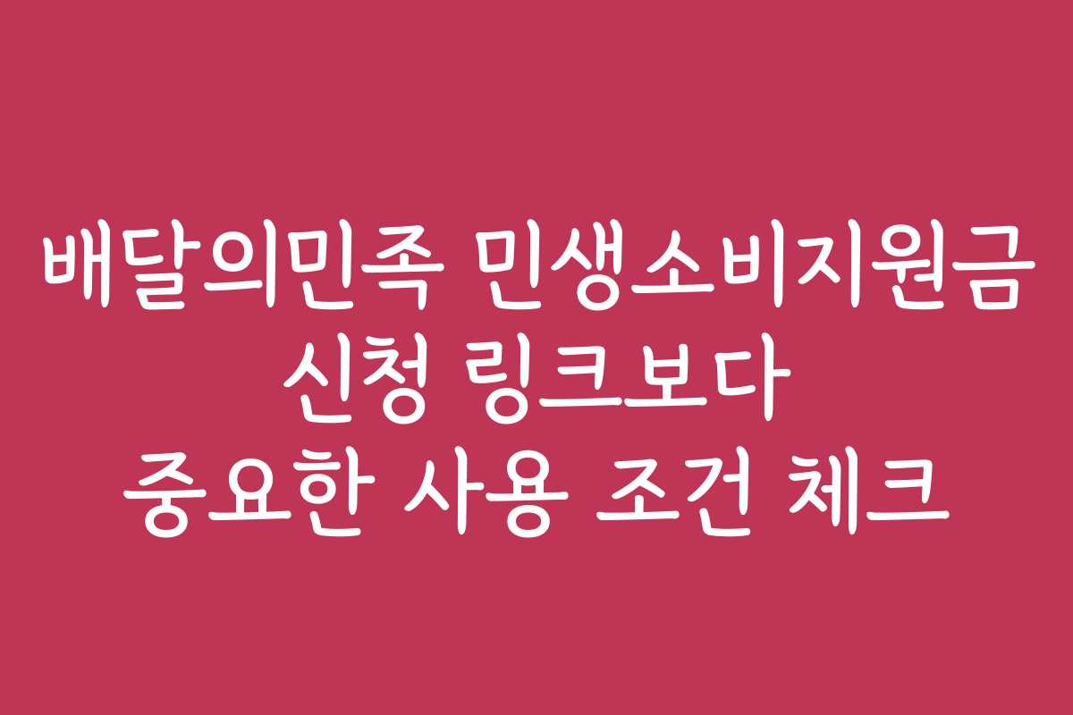 배달의민족 민생소비지원금 신청 링크보다 중요한 사용 조건 체크