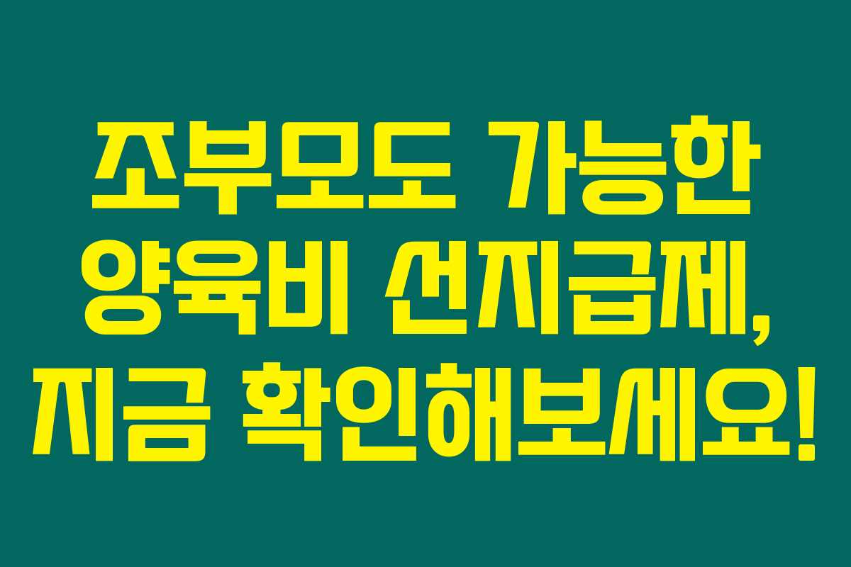 조부모도 가능한 양육비 선지급제, 지금 확인해보세요!