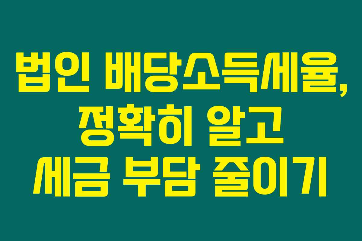 법인 배당소득세율, 정확히 알고 세금 부담 줄이기