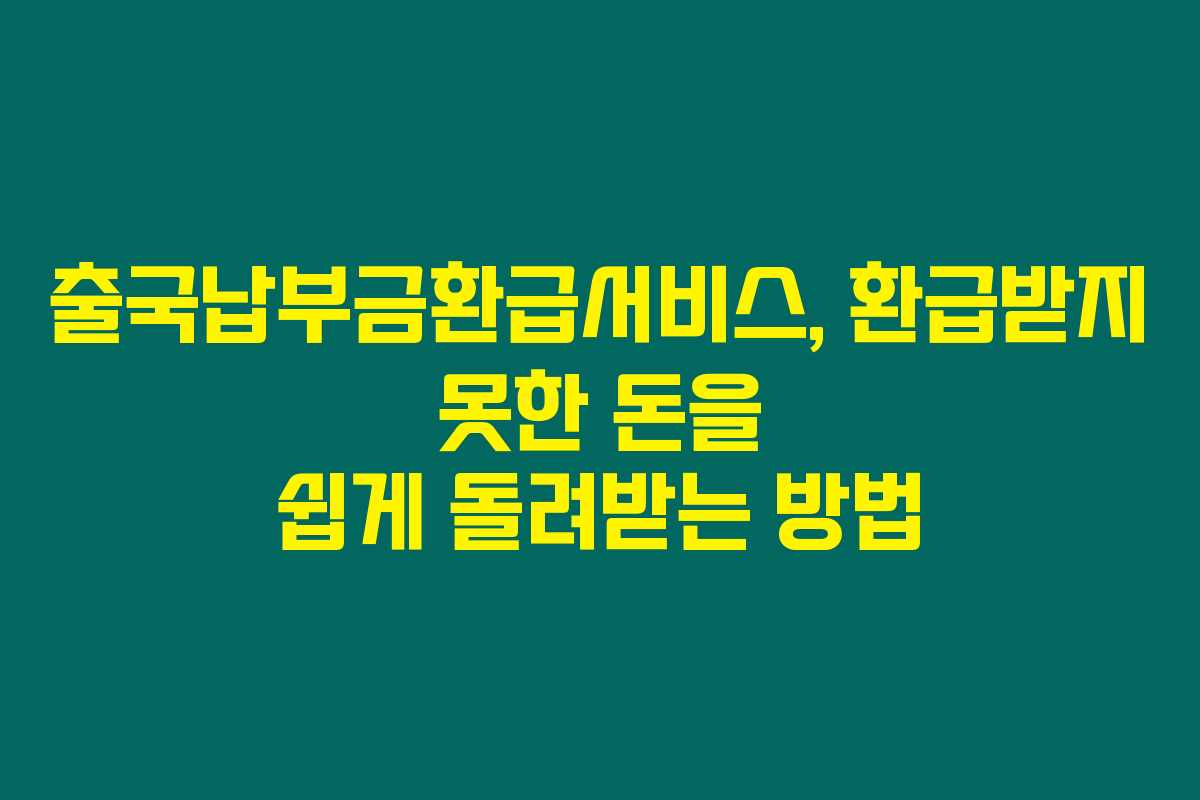 출국납부금환급서비스, 환급받지 못한 돈을 쉽게 돌려받는 방법