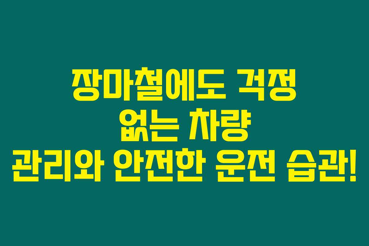 장마철에도 걱정 없는 차량 관리와 안전한 운전 습관!