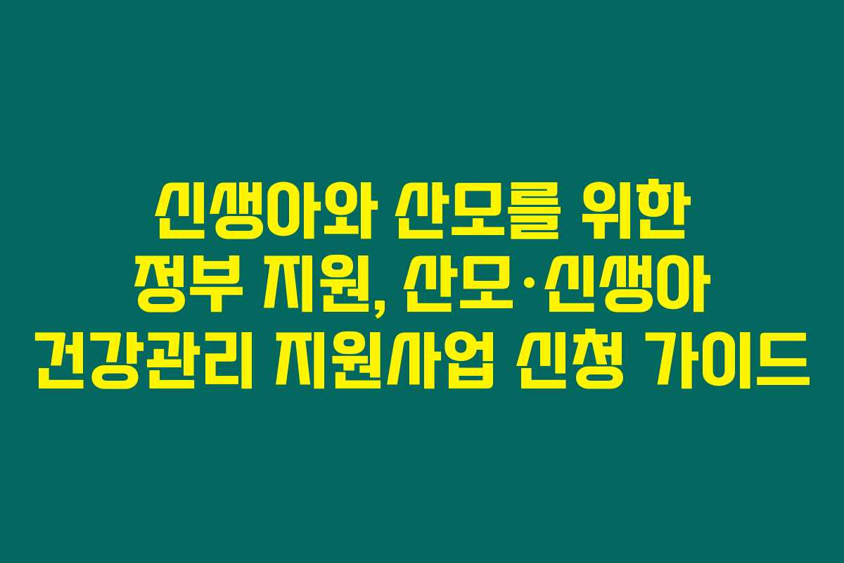 신생아와 산모를 위한 정부 지원, 산모·신생아 건강관리 지원사업 신청 가이드