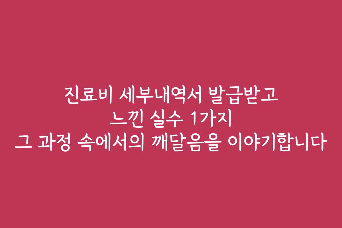 진료비 세부내역서 발급받고 느낀 실수 1가지 그 과정 속에서의 깨달음을 이야기합니다