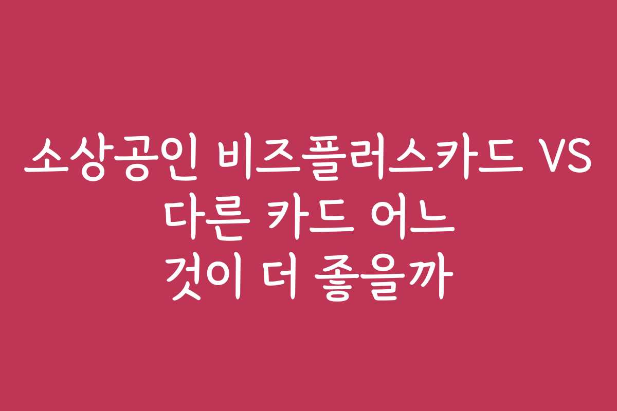 소상공인 비즈플러스카드 VS 다른 카드 어느 것이 더 좋을까