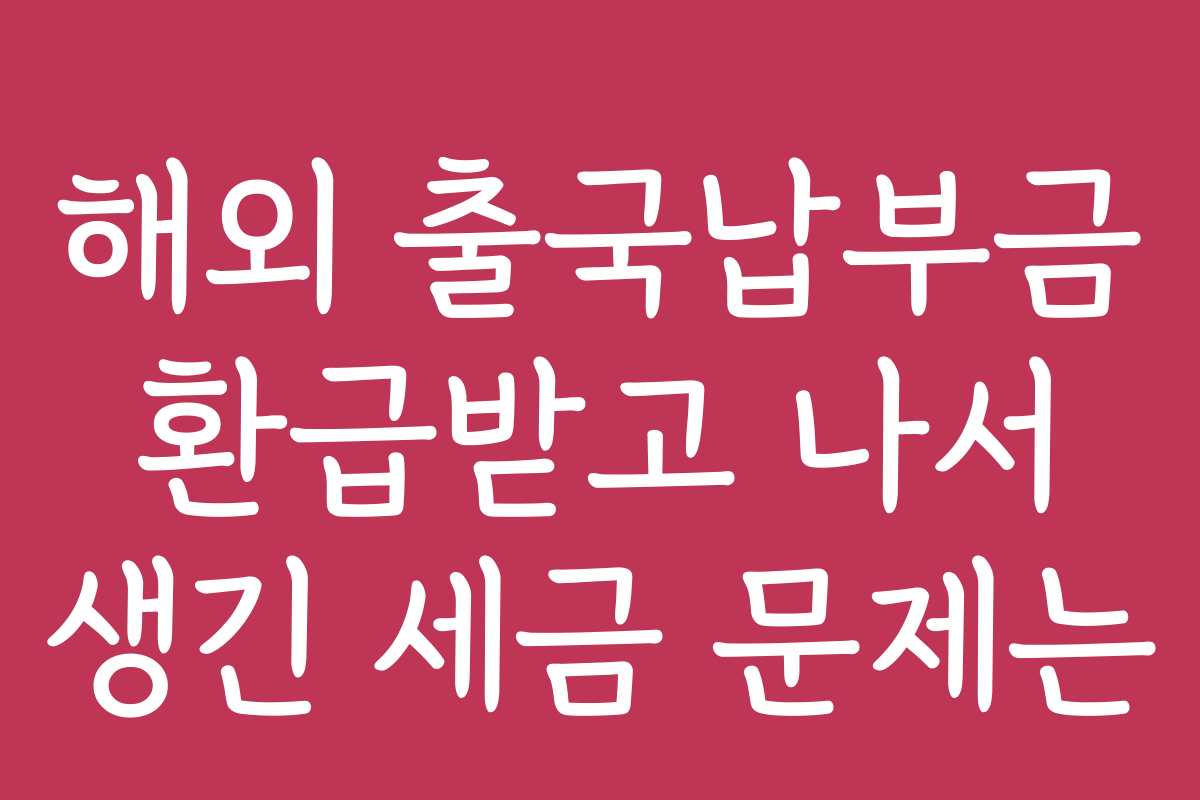 해외 출국납부금 환급받고 나서 생긴 세금 문제는