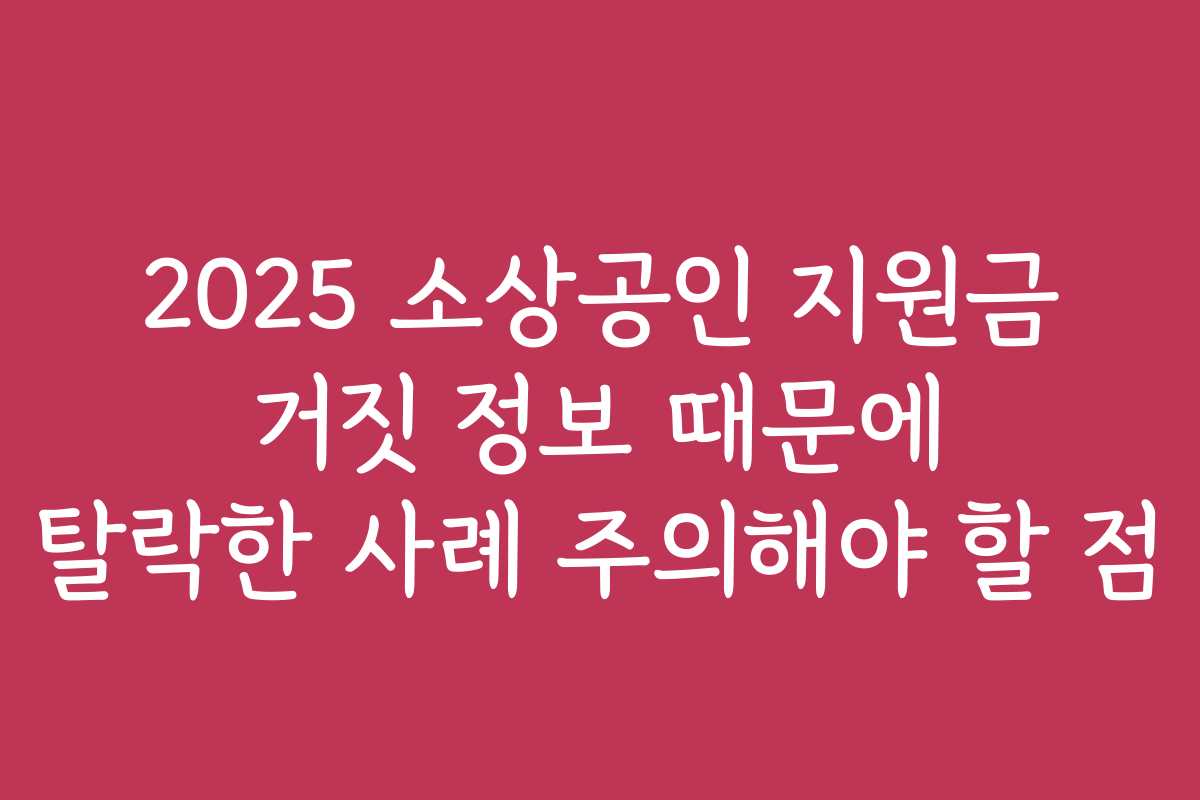 2025 소상공인 지원금 거짓 정보 때문에 탈락한 사례 주의해야 할 점