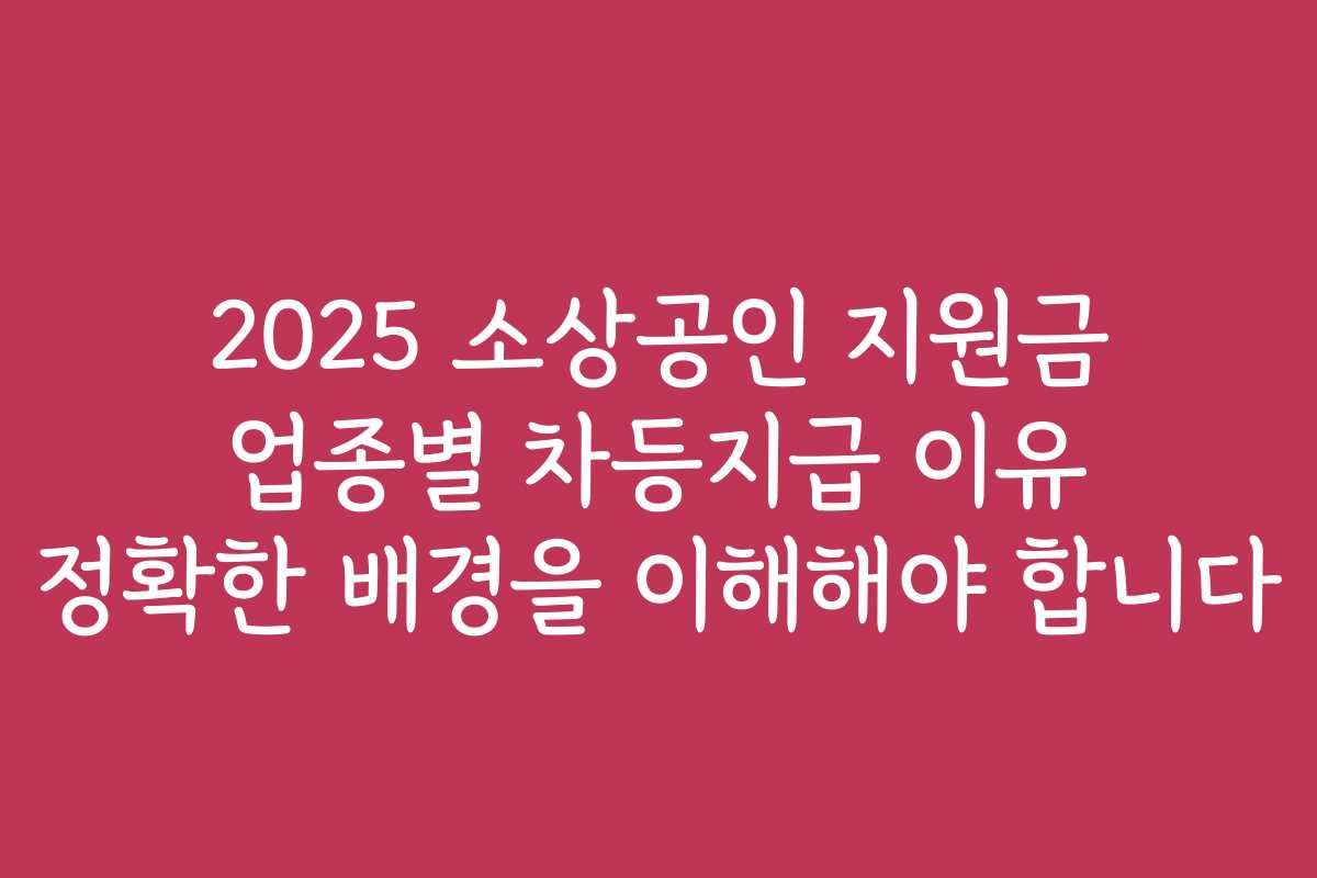 2025 소상공인 지원금 업종별 차등지급 이유 정확한 배경을 이해해야 합니다