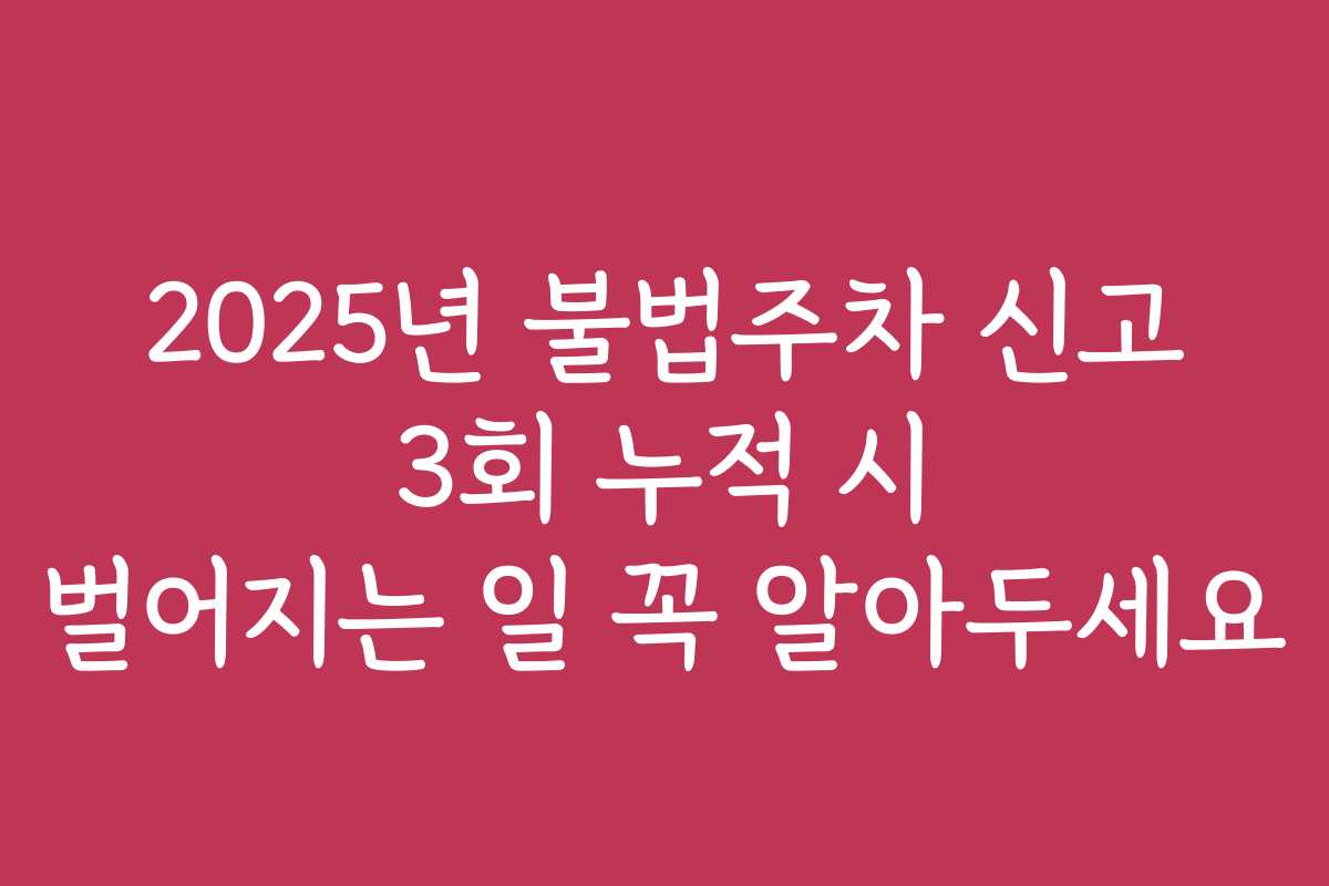 2025년 불법주차 신고 3회 누적 시 벌어지는 일 꼭 알아두세요