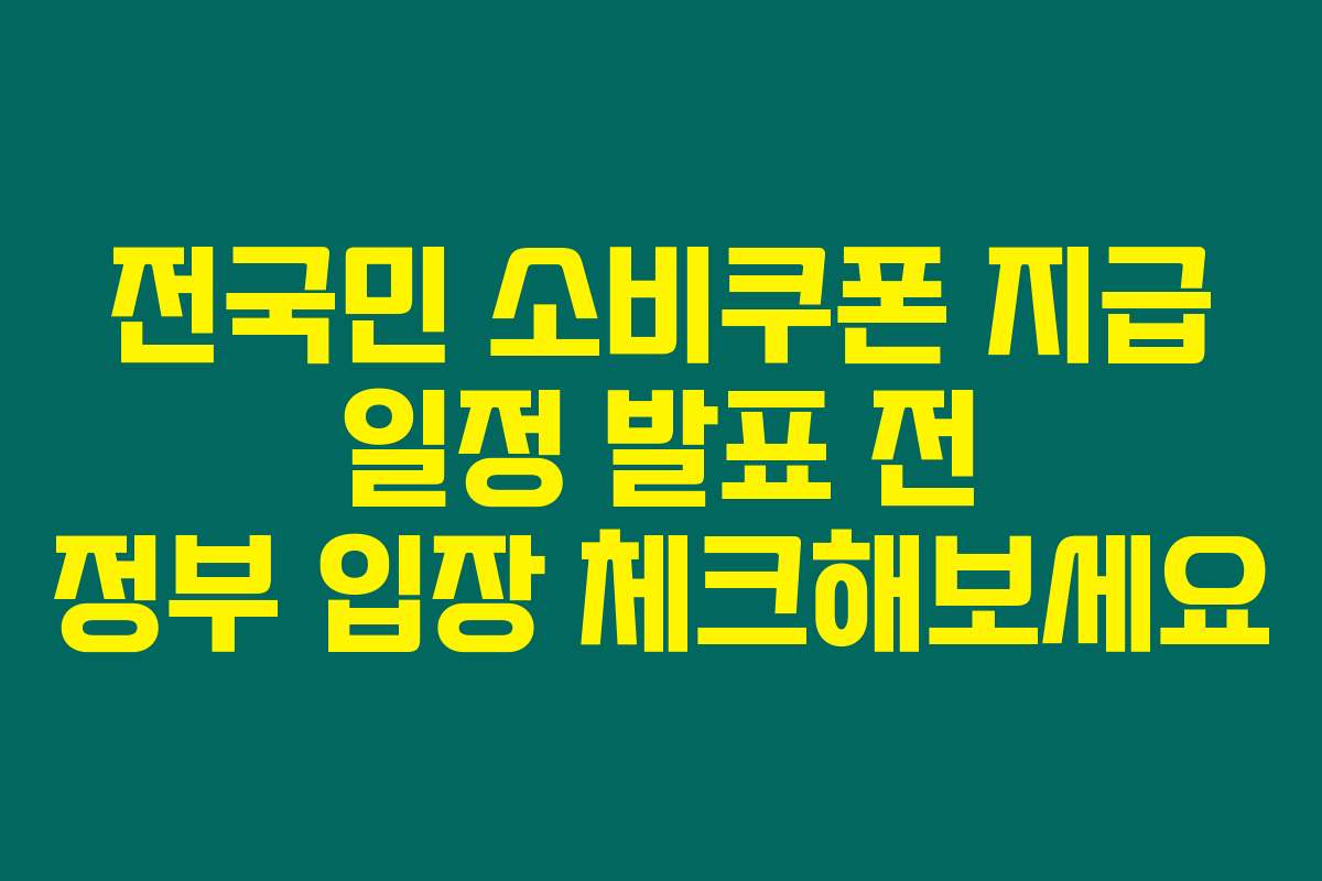 전국민 소비쿠폰 지급 일정 발표 전 정부 입장 체크해보세요