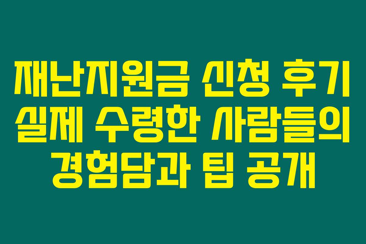 재난지원금 신청 후기 실제 수령한 사람들의 경험담과 팁 공개