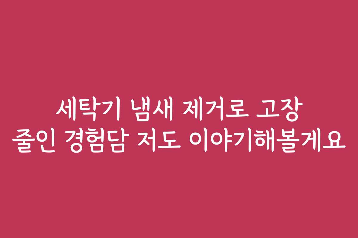 세탁기 냄새 제거로 고장 줄인 경험담 저도 이야기해볼게요