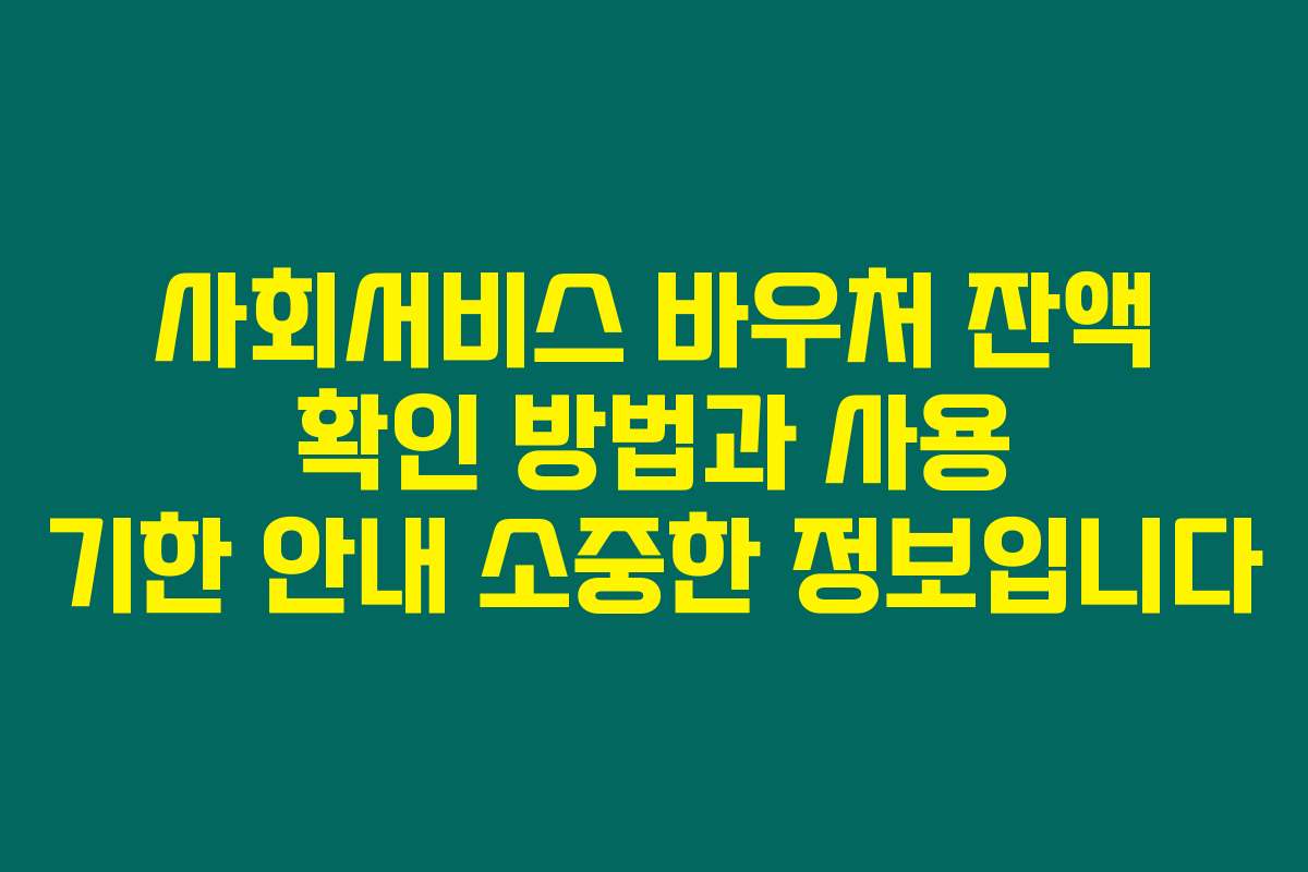 사회서비스 바우처 잔액 확인 방법과 사용 기한 안내 소중한 정보입니다