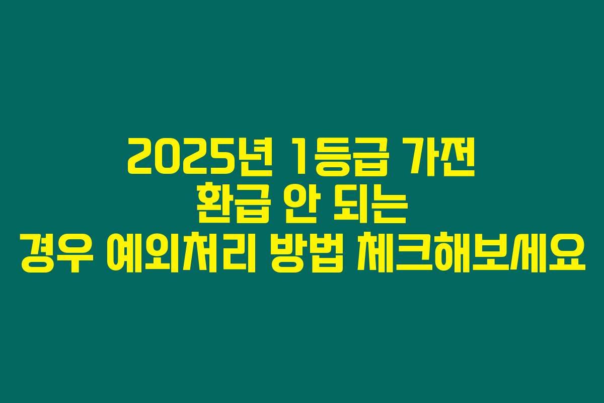 2025년 1등급 가전 환급 안 되는 경우 예외처리 방법 체크해보세요