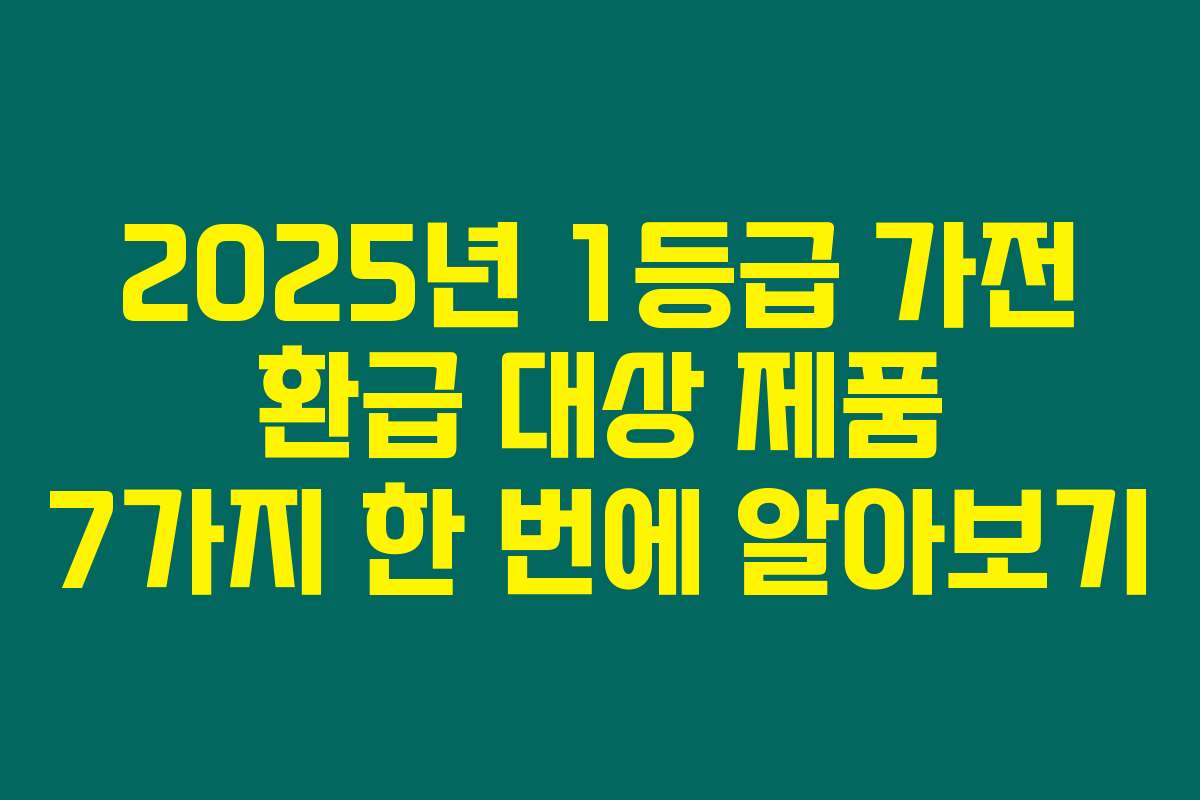 2025년 1등급 가전 환급 대상 제품 7가지 한 번에 알아보기