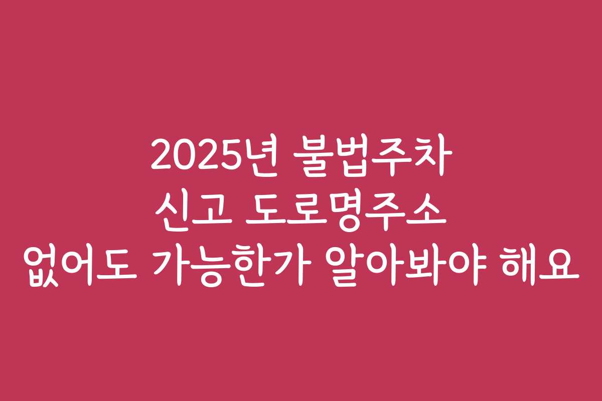 2025년 불법주차 신고 도로명주소 없어도 가능한가 알아봐야 해요