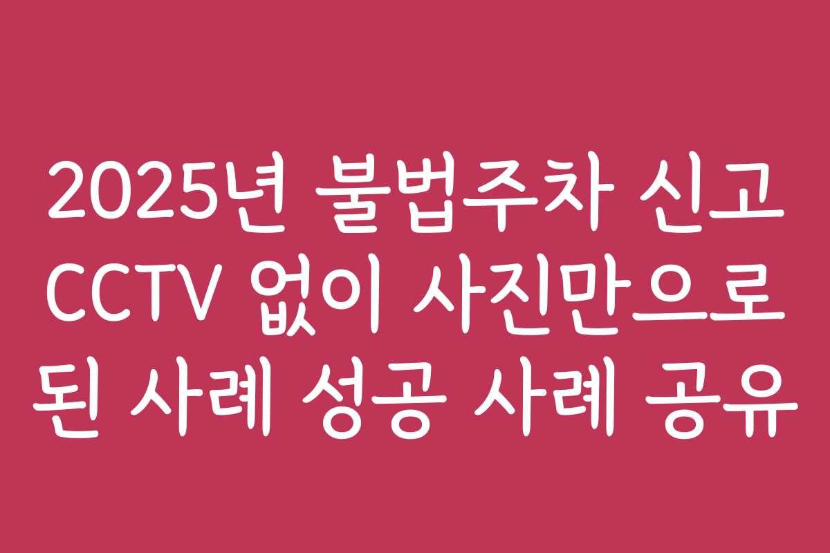 2025년 불법주차 신고 CCTV 없이 사진만으로 된 사례 성공 사례 공유