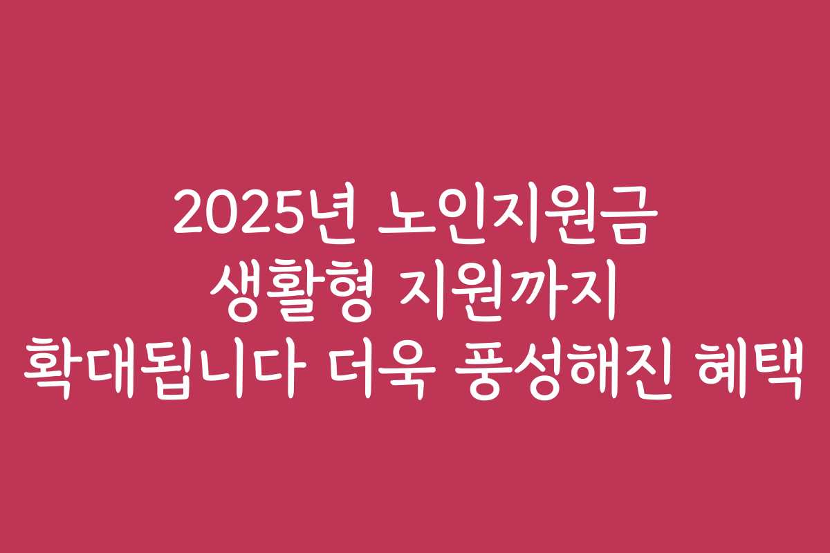 2025년 노인지원금 생활형 지원까지 확대됩니다 더욱 풍성해진 혜택
