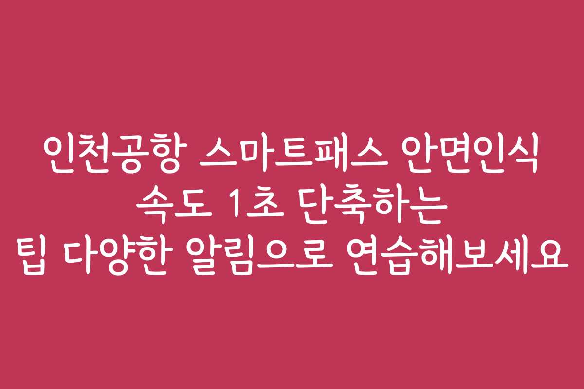 인천공항 스마트패스 안면인식 속도 1초 단축하는 팁 다양한 알림으로 연습해보세요