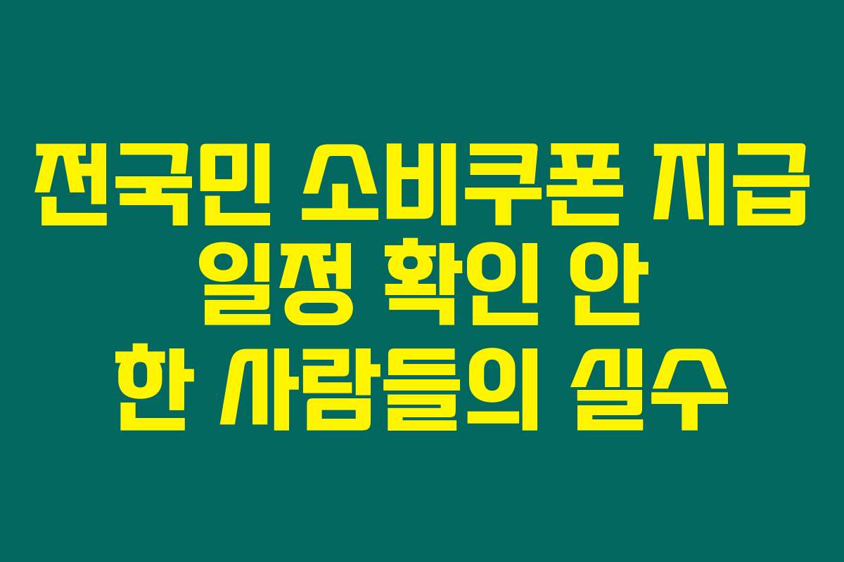 전국민 소비쿠폰 지급 일정 확인 안 한 사람들의 실수
