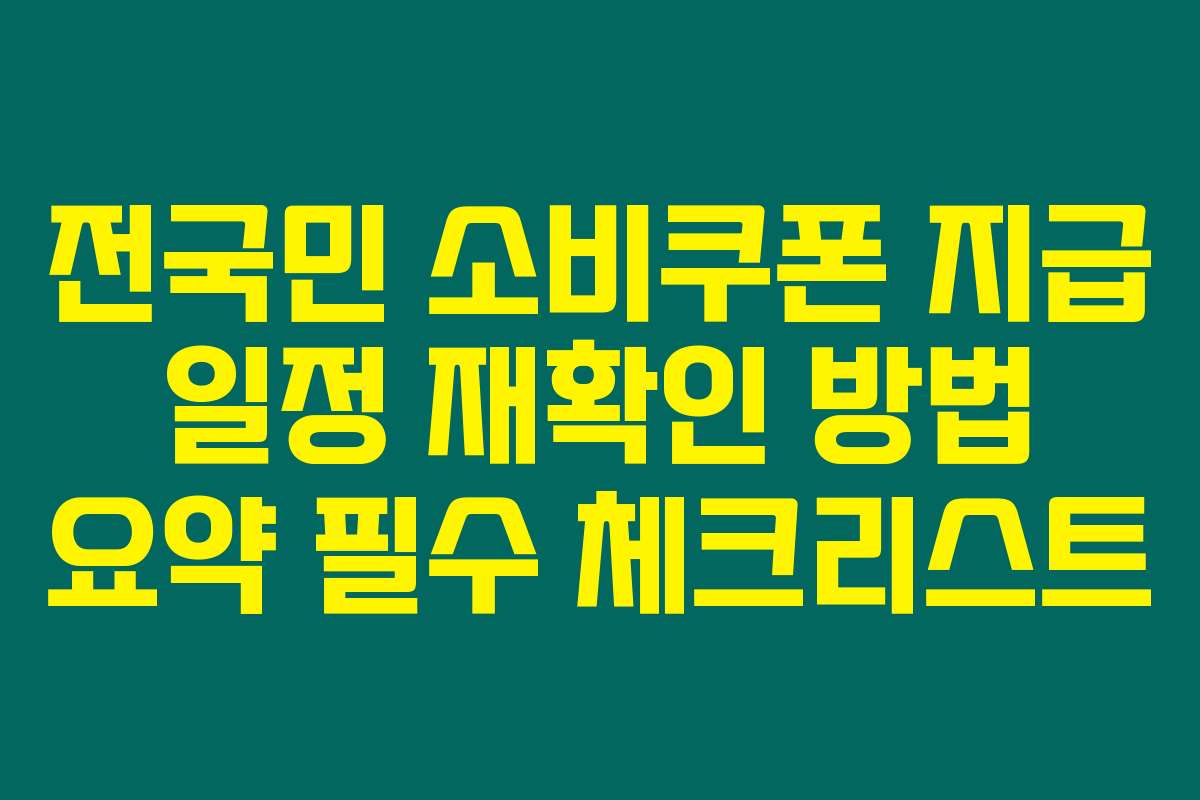 전국민 소비쿠폰 지급 일정 재확인 방법 요약 필수 체크리스트
