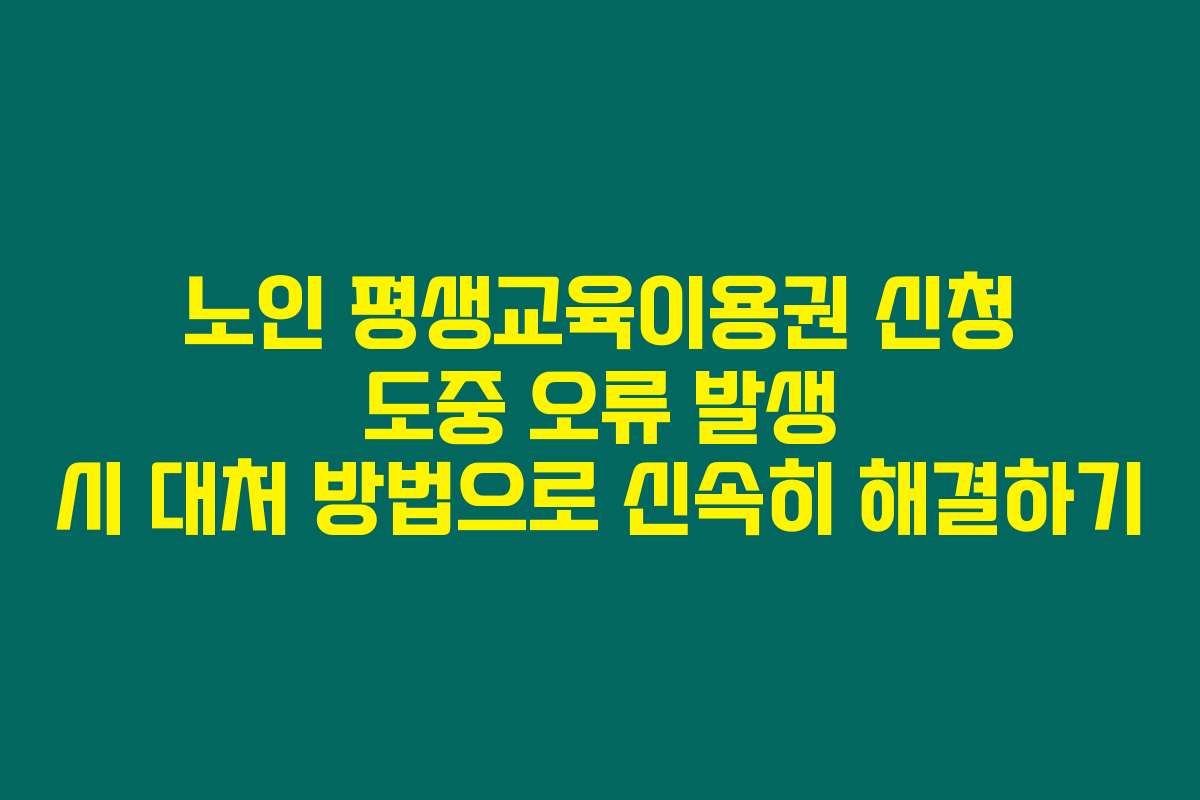 노인 평생교육이용권 신청 도중 오류 발생 시 대처 방법으로 신속히 해결하기