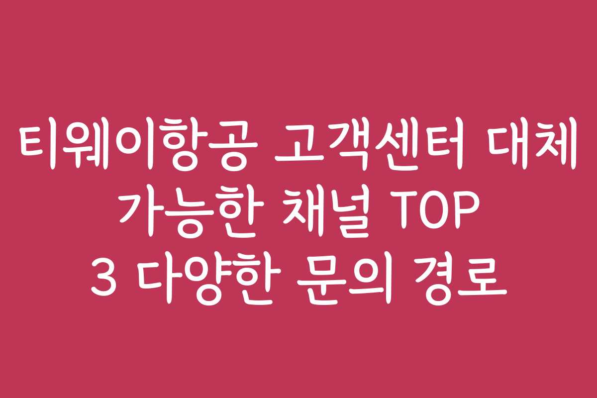 티웨이항공 고객센터 대체 가능한 채널 TOP 3 다양한 문의 경로