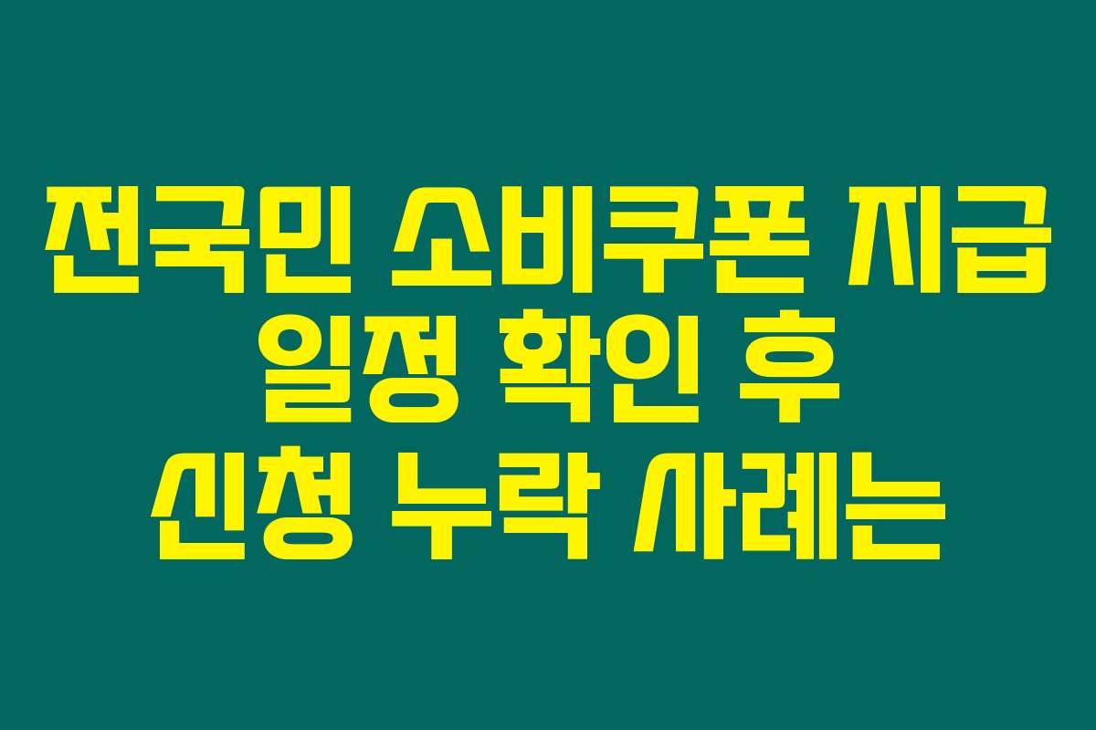 전국민 소비쿠폰 지급 일정 확인 후 신청 누락 사례는
