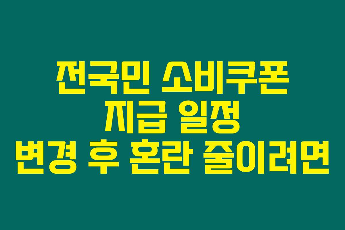 전국민 소비쿠폰 지급 일정 변경 후 혼란 줄이려면