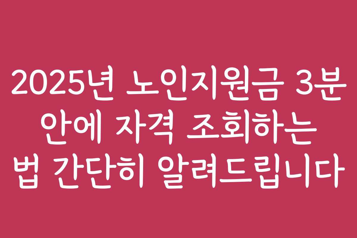 2025년 노인지원금 3분 안에 자격 조회하는 법 간단히 알려드립니다