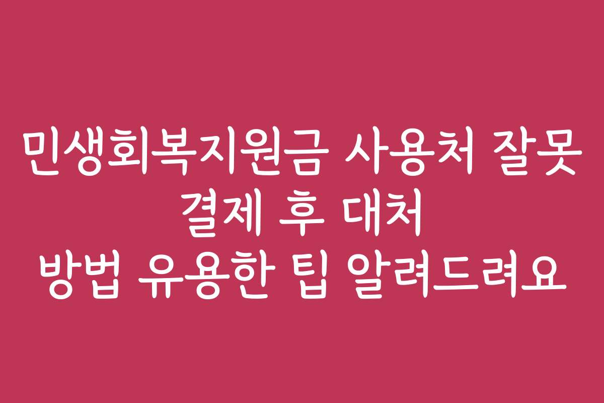 민생회복지원금 사용처 잘못 결제 후 대처 방법 유용한 팁 알려드려요