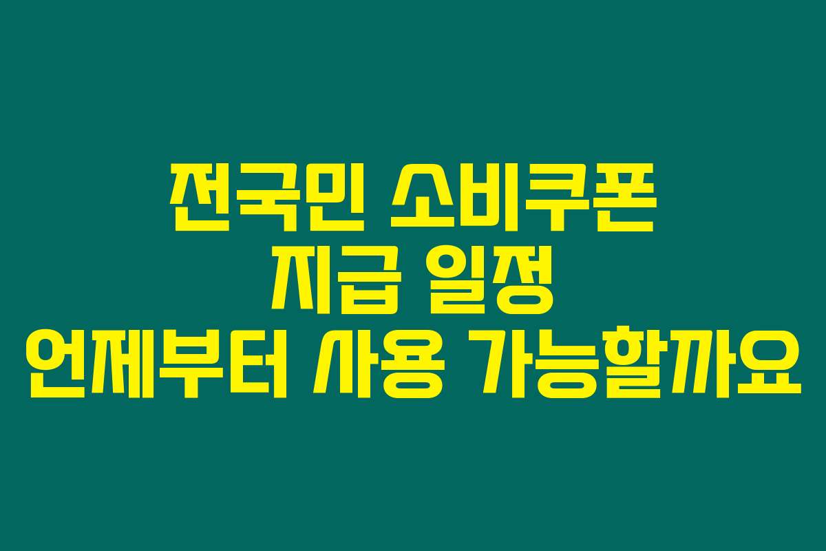 전국민 소비쿠폰 지급 일정 언제부터 사용 가능할까요