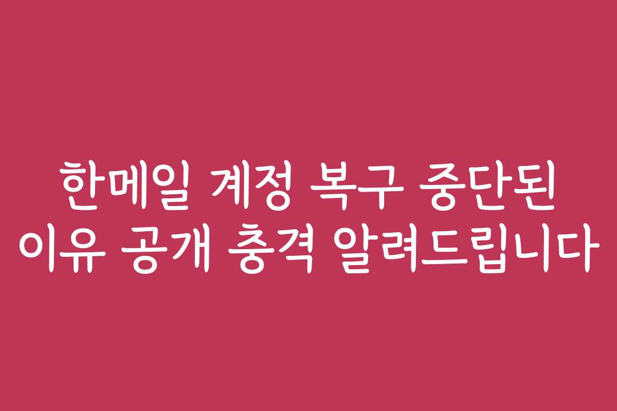한메일 계정 복구 중단된 이유 공개 충격 알려드립니다