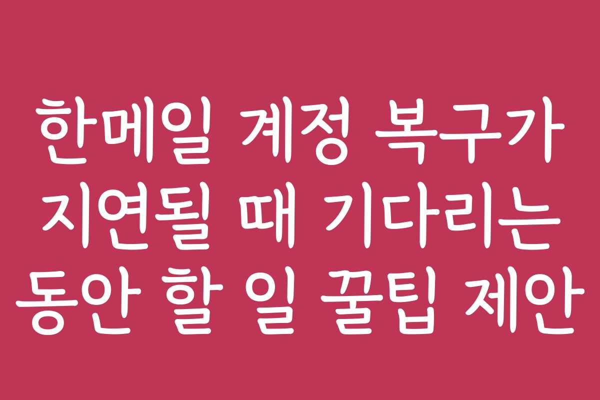 한메일 계정 복구가 지연될 때 기다리는 동안 할 일 꿀팁 제안 한메일 계정 복구가 지연될 때 기다리는 동안 할 일 꿀팁 제안