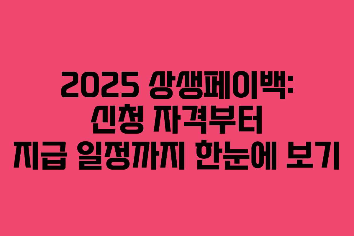 2025 상생페이백: 신청 자격부터 지급 일정까지 한눈에 보기