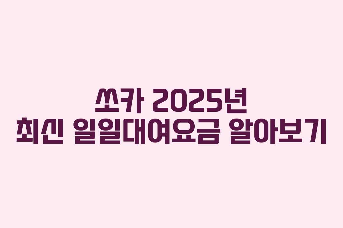 쏘카 2025년 최신 일일대여요금 알아보기