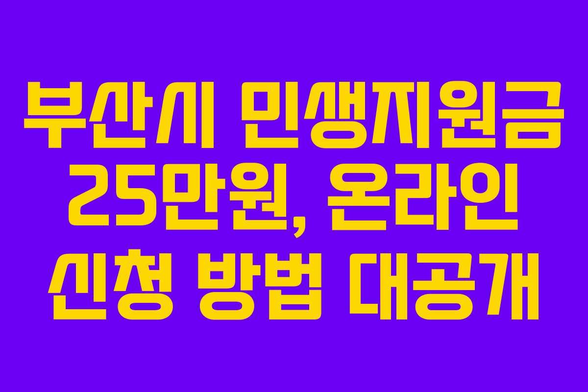 부산시 민생지원금 25만원, 온라인 신청 방법 대공개