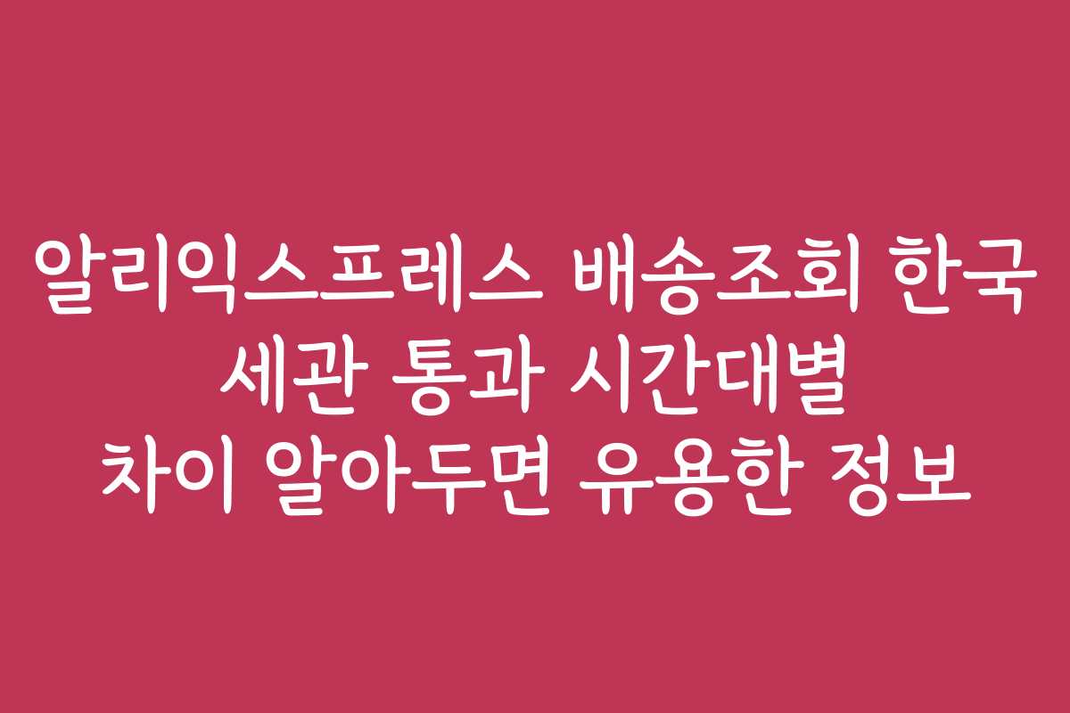 알리익스프레스 배송조회 한국 세관 통과 시간대별 차이 알아두면 유용한 정보
