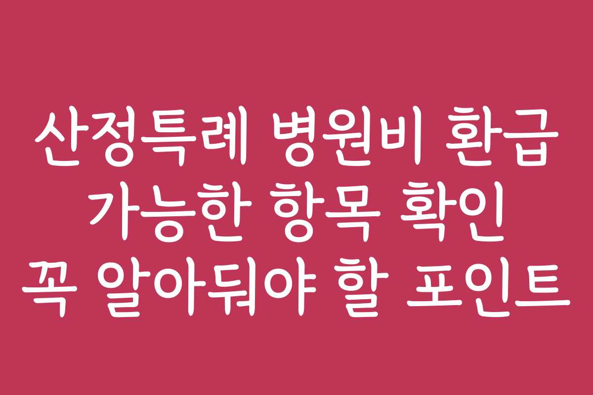 산정특례 병원비 환급 가능한 항목 확인 꼭 알아둬야 할 포인트