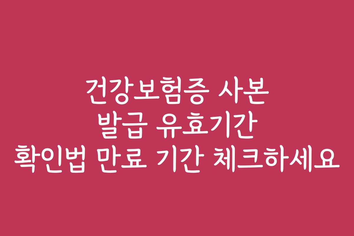 건강보험증 사본 발급 유효기간 확인법 만료 기간 체크하세요
