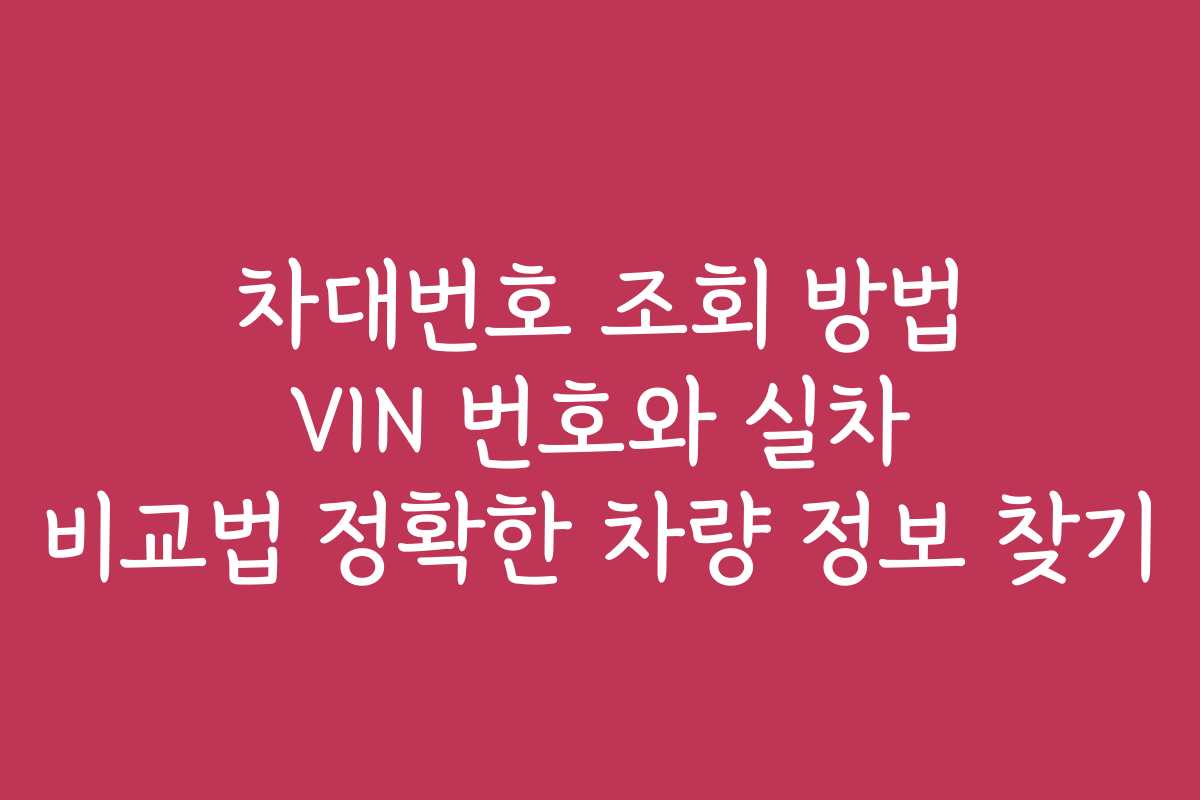차대번호 조회 방법 VIN 번호와 실차 비교법 정확한 차량 정보 찾기