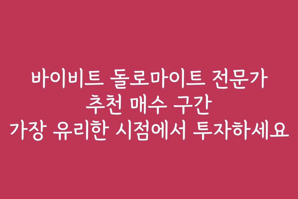 바이비트 돌로마이트 전문가 추천 매수 구간 가장 유리한 시점에서 투자하세요