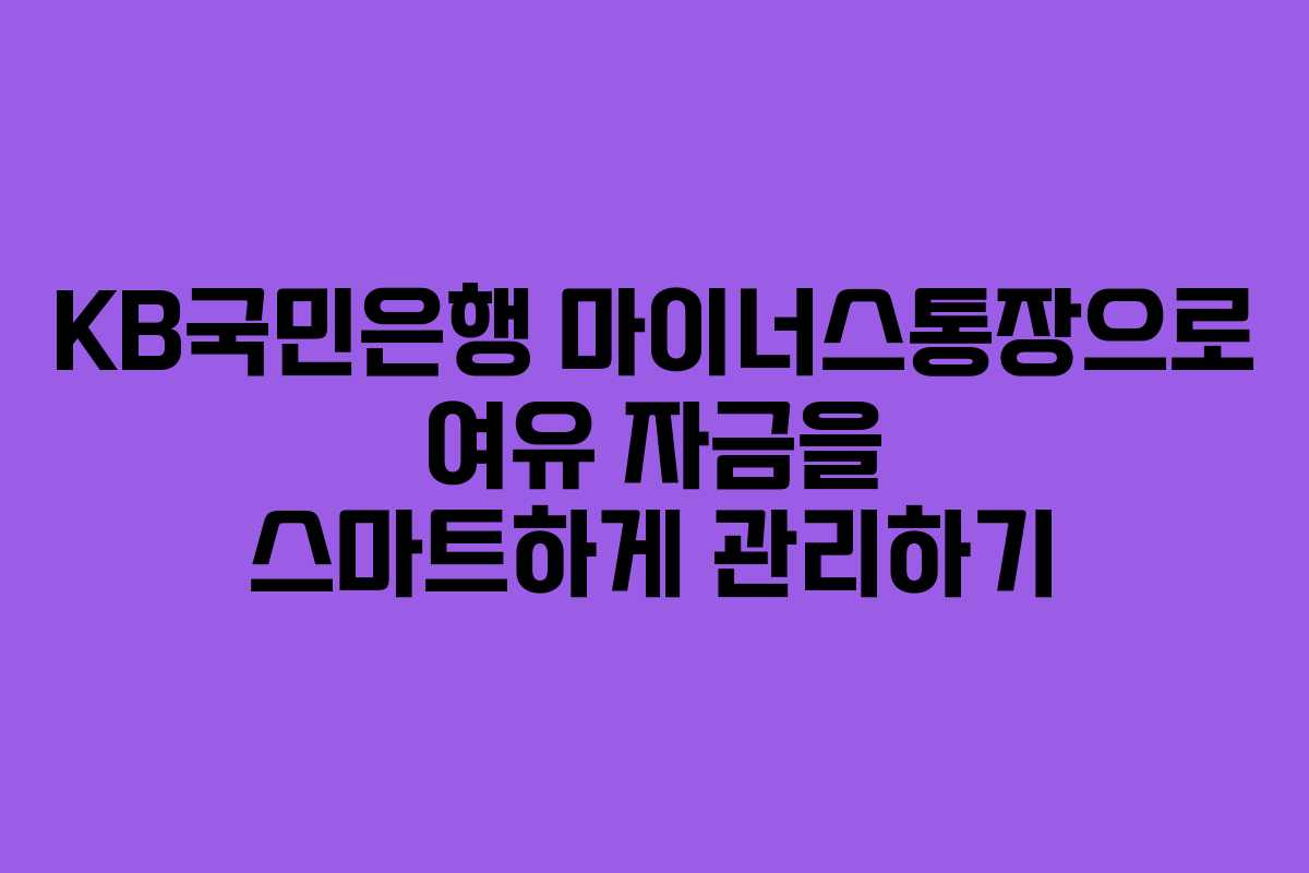 KB국민은행 마이너스통장으로 여유 자금을 스마트하게 관리하기