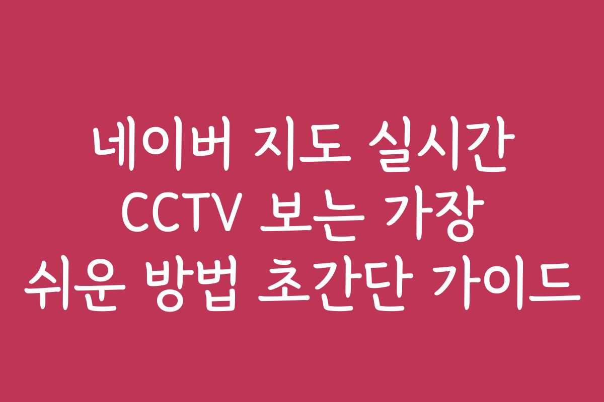 네이버 지도 실시간 CCTV 보는 가장 쉬운 방법 초간단 가이드