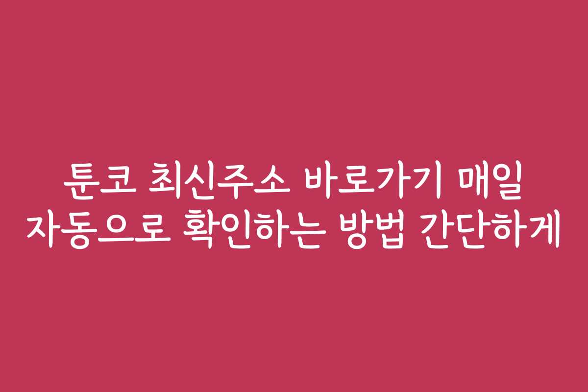 툰코 최신주소 바로가기 매일 자동으로 확인하는 방법 간단하게