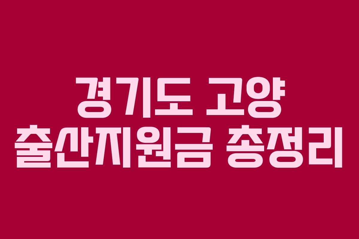 경기도 고양 출산지원금 총정리