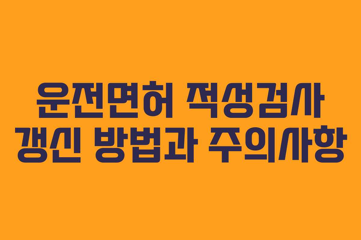 운전면허 적성검사 갱신 방법과 주의사항