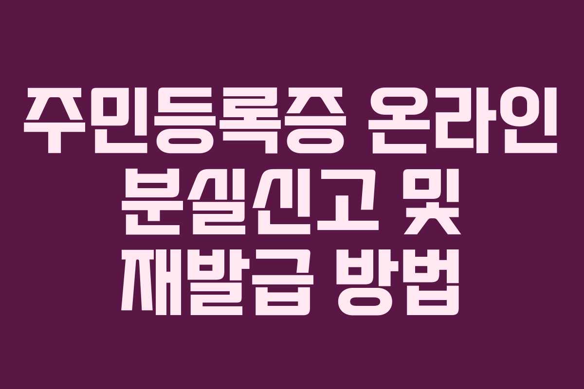 주민등록증 온라인 분실신고 및 재발급 방법